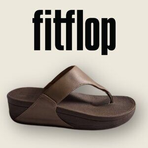 FitFlop Sandal I Woman's 6 I LULU Brown Leather Thong Flip-Flops Slip On Comfort
